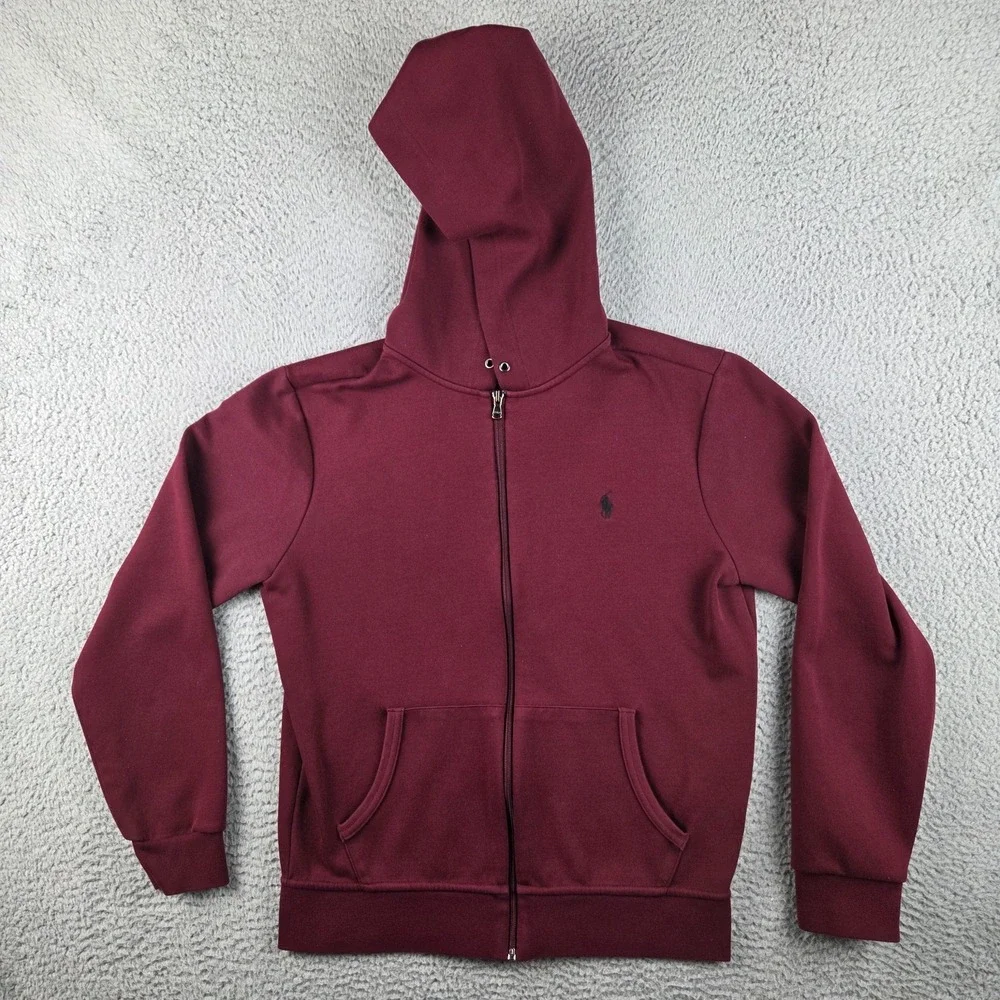 Polo Ralph Lauren Hoodie Mens Medium Maroon Full Zip‎
